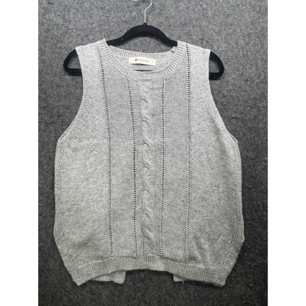 The Impeccable Pig Gray Cable Knit Sweater Vest Women‎ Large Sleeveless Pullover